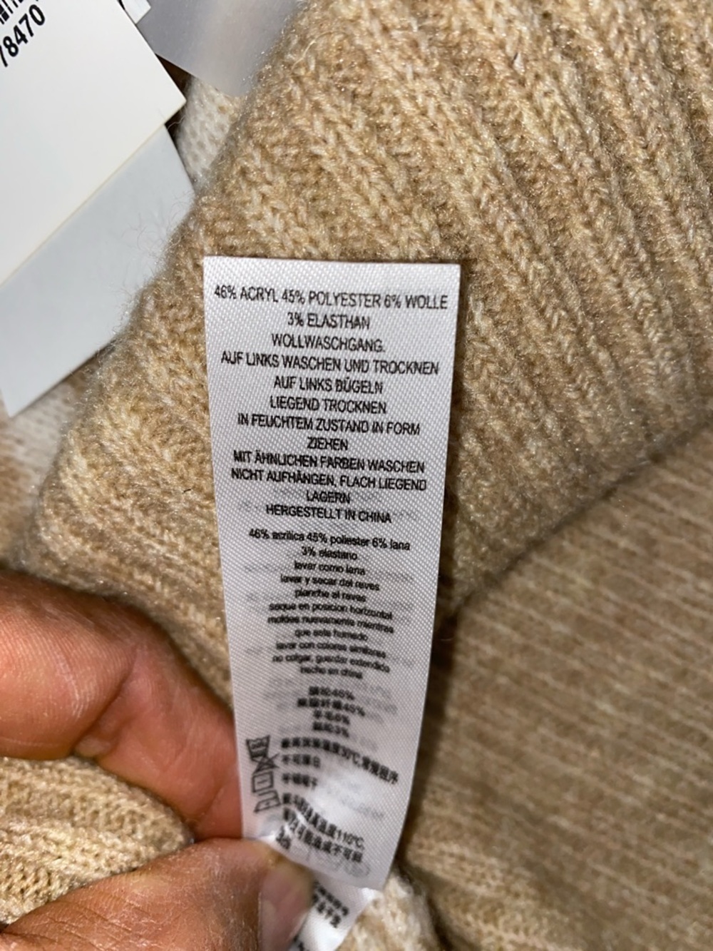 French Connection Martina Graphic Sweater Beige & Cream Patterned Crewneck Sz L - Picture 8 of 8